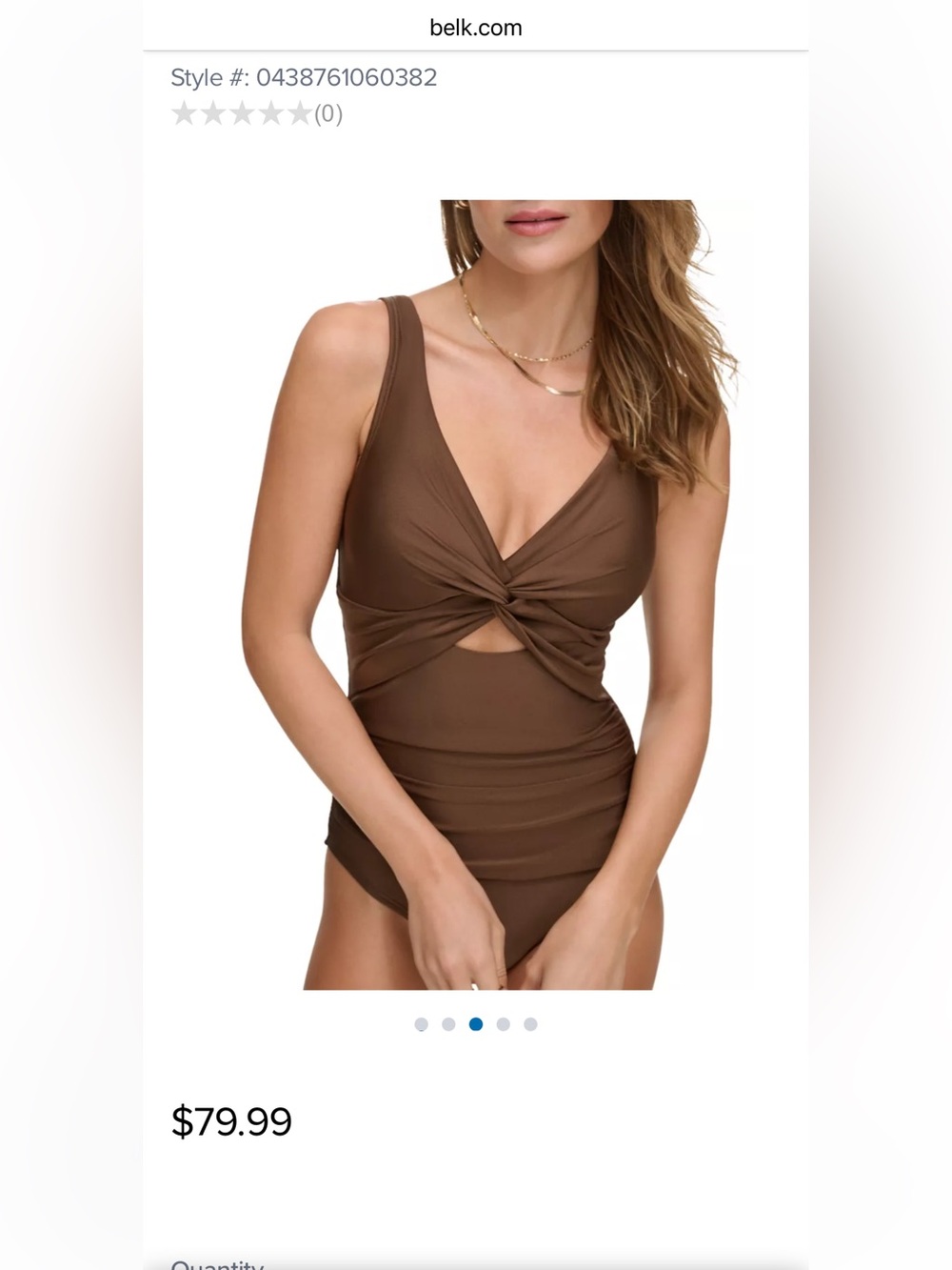 DKNY Brown Twist-Front One-Piece Swimsuit NWT - Picture 7 of 15